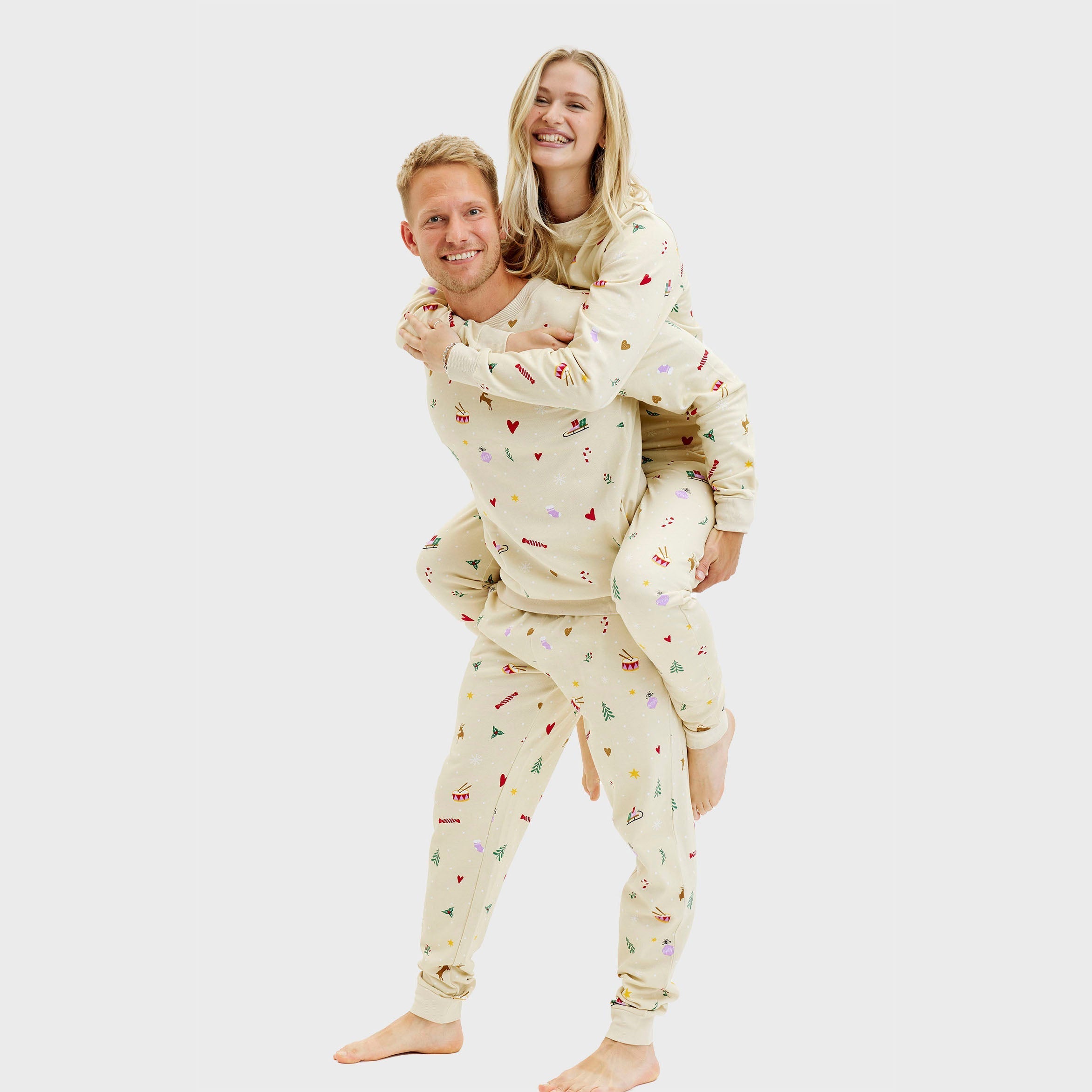 Kerst sweatset beige- Heren.